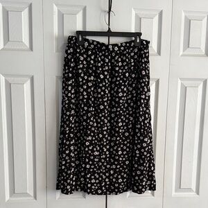 Nine West Black and White Floral Midi Skirt